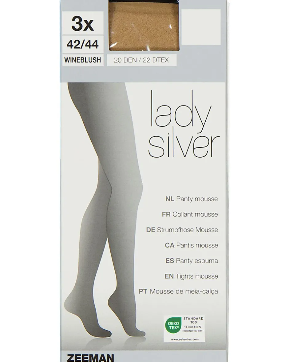 Lady silver Collant - Wineblush<Zeeman Clearance